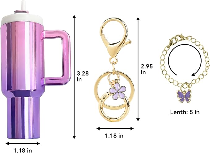 ERTUNA Mini Tumbler Keychain Accessories for Stanley Cup, 2 Way Cute Charms Chapstick Lip Balm Holder for Women Purse Handbag