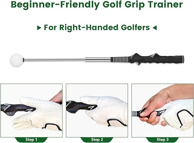 FODESAN Retractable Golf Swing Trainer – Enjoy Swinging Anytime, Anywhere,Training Aid for Grip Correction, Click Feedback & Arm Connection, for Right & Left-Handed Golfers, Indoor & Outdoor Practice