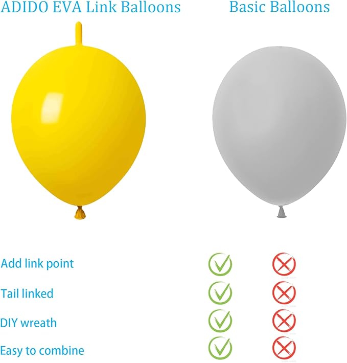 ADIDO EVA Link Balloons 6 Inch Yellow Latex Quick Linkale Balloon 80 Pcs for Birthday, Halloween, Christmas, Party Festival Decorations