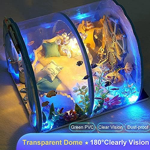 GuDoQi DIY Miniature Dollhouse Kit, Miniature House Kit 1:24 Scale,Tiny House kit with Furniture, Great Gift for Birthday Christmas Day, Sweet Home of Mermaid Princess