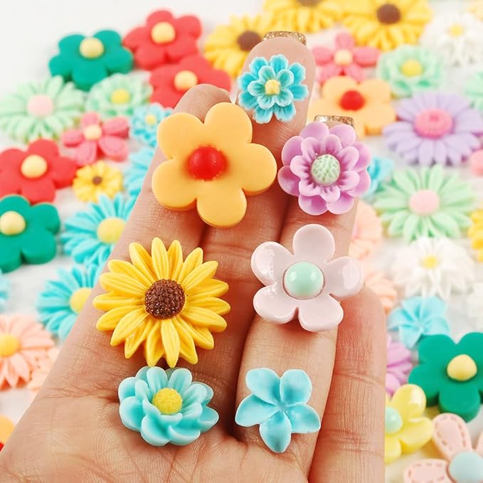 NWFashion 100PCS Miniature Decor Dessert Pastry Toy Food Cake Topper Scrapbooking Shoe Decoration Charms (Flower)