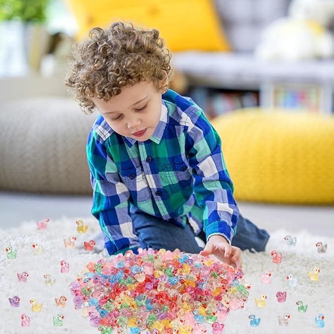 240 Pcs Glitter Mini Resin Ducks, Colorful Tiny Small Plastic Ducks Figures to Hide Little Resin Animals Bulk for Miniature Landscape Aquarium Potted Dollhouse Fairy Garden Accessories Decorations