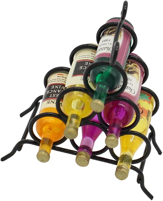 simhoa 1/12 Dollhouse Miniature Wine with Rack Kitchen Room Furniture Table Decoration