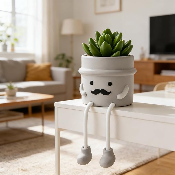 guowanpp Small Artificial Succulent Plant for Kitchen Window Sill, Office Desk, Shelf Decor Accessories