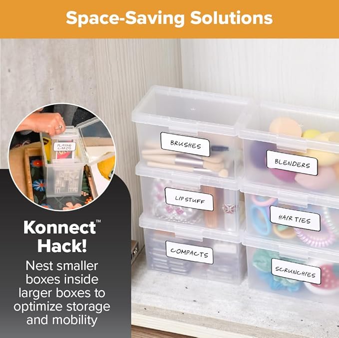 Bostitch Konnect Nest Clear Boxes, Stacking, Index, 3 Pack