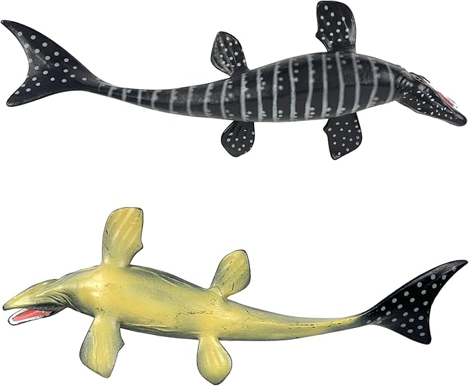 SmilerSmile 9" Solid Sea Animals Educational Toys, Simulation Ocean Shark Sea Creature Toy for Toddlers Kids (Grey Mosasaurus)