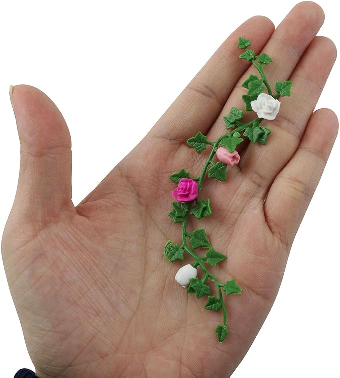 XGNG 5PCS Artificial Miniature Floral Vines Micro Flower Clusters Decorative Trim PVC Dollhouse Miniature Fairy Garden Scene Accessories for Moss Landscaping