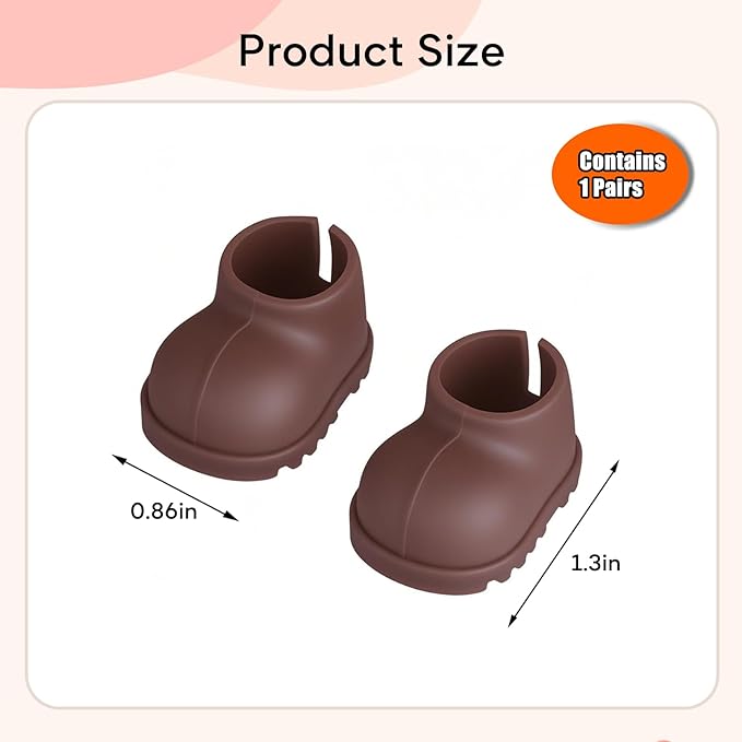 sunla Doll Shoes for 17cm Doll, Cute Mini Shoes Accessories for 17cm Dolls Sitting Standing Series, Silicone Doll Rain Shoes Boots(1 Pair Brown)