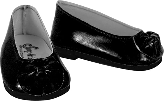 Sophia's Faux Patent Leather Dress Shoes with Upper Bow Detail for 18 Inch Dolls, Black