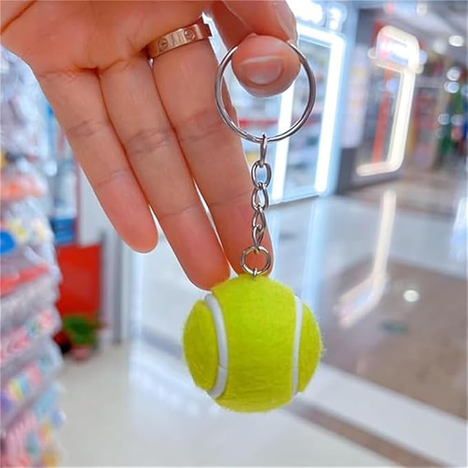 MDFREL 3D Mini Tennis Ball Keychain Sports Keychain Tennis Ball Pendant Keyring Car Key Ring Sport Key Chain Tennis Ball Keyrings Bag Pendants for Sport Lovers Kids Party Favors