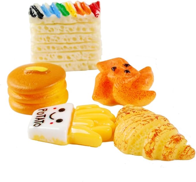 NWFashion 112PCS Miniature Decor Dessert Pastry Toy Food Cake Topper Scrapbooking Shoe Decoration Charms(Bread)