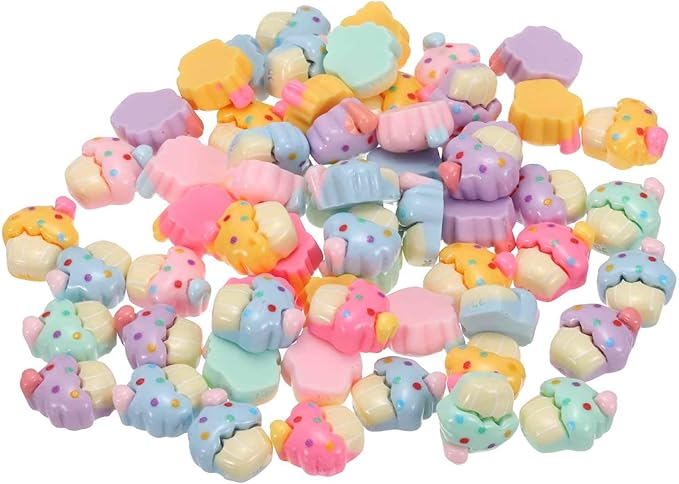 Mini Cute Small Cake Decor, Miniature Doll Food Crafts for Dollhouse & Landscape & Mini Kitchen & Micro Fairy Garden & DIY Craft Decorations(Dark Colors, 60pcs)