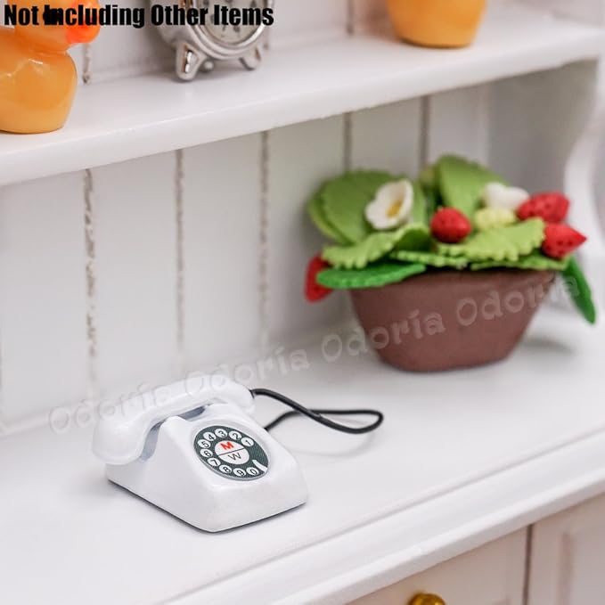 Odoria 1/12 Miniature Telephone Dollhouse Decoration Accessories, White