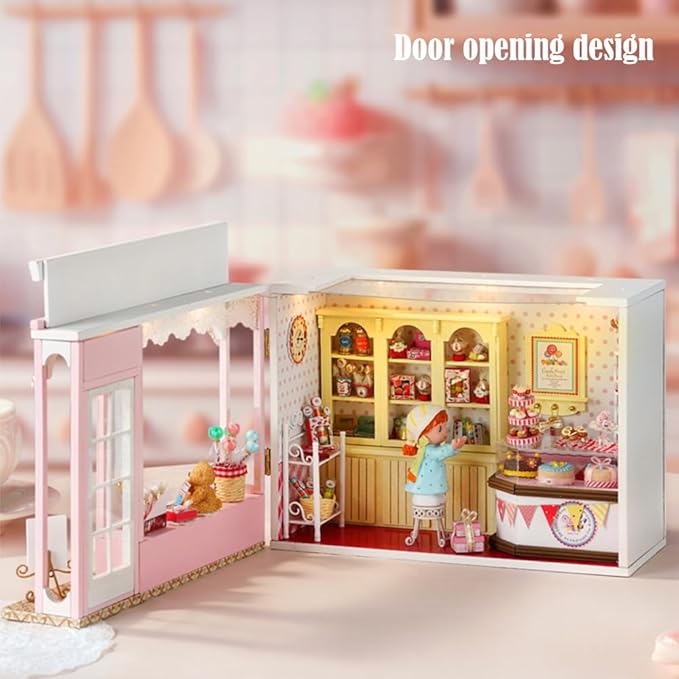 Miniature House Kit, Tiny House Kit with LED Light, DIY Mini House Building Kits for Adults to Building, Unique Gift for Birthday Christmas, Sweet House
