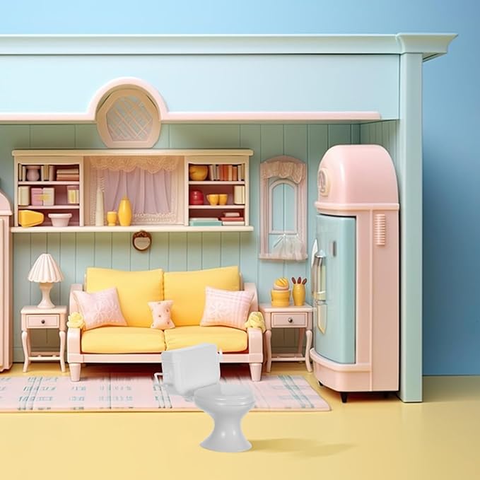 JECOMPRIS 8pcs Doll House Toilets: Mini Toilets 1/12 Scale Toilet Seat Miniature Toilet for Dolls Playset Accessories