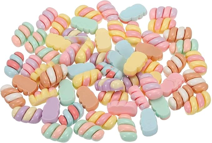 Mini Cute Colorful Bread Decor, Miniature Doll Food Crafts for Dollhouse & Landscape & Mini Kitchen & Micro Fairy Garden & DIY Craft Decorations(Light Colors, 100pcs)