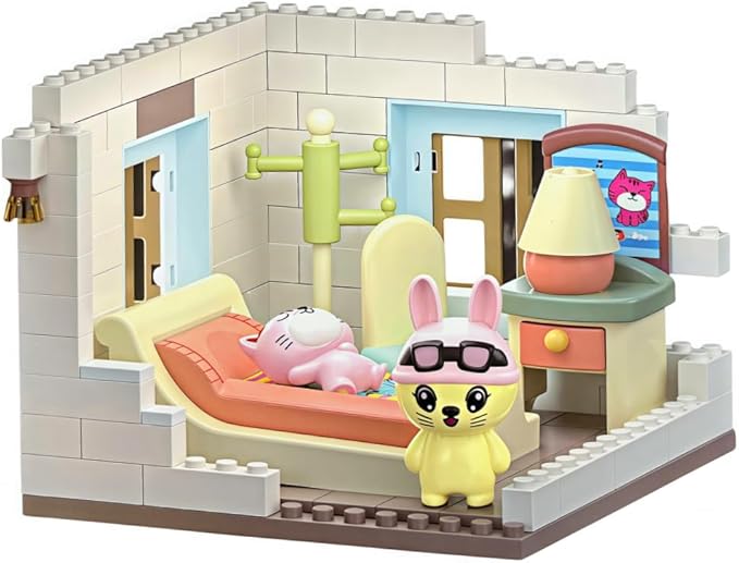 Koko's Cat Town DIY Miniature House Kit,Tiny House Bedroom Building Kit,Purrfect Dollhouse with 251PCS,Cat Toys Gift for Teens Kids Ages 3+,Dollhouse for 3 and up