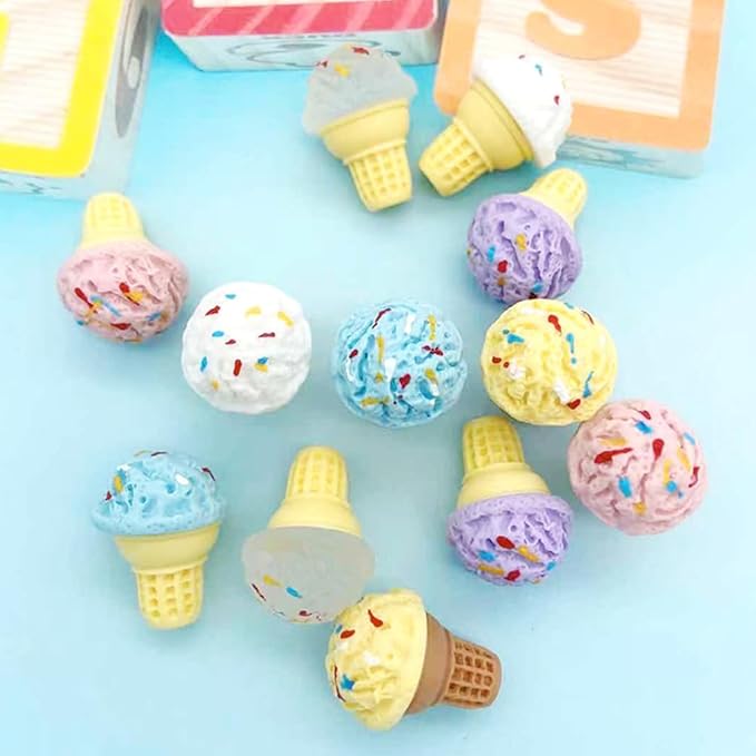 Mini Ice Cream Cone Model Dollhouse Accessory 0.83 Inch Realistic Miniature Ice Cream Prop for DIY Home Decor Photography
