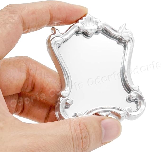 Odoria 1/12 Miniature Wall Mirror Dollhouse Decoration Accessories, Silver