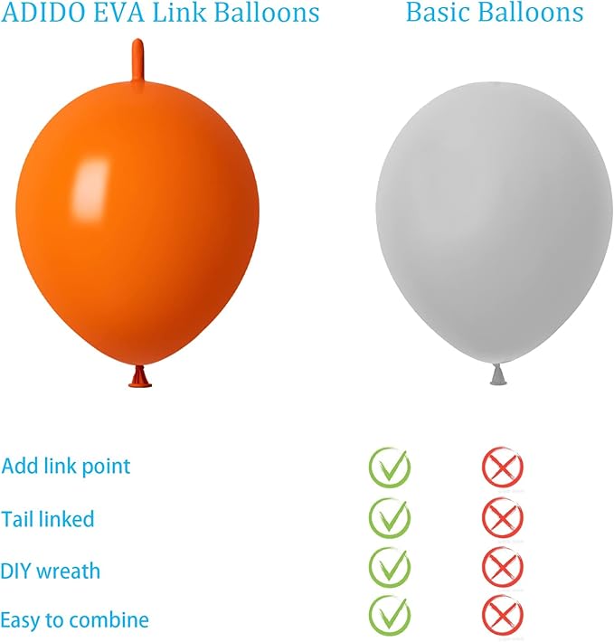 ADIDO EVA Link Balloons 6 Inch Orange Latex Quick Linkale Balloon 80 Pcs for Birthday, Halloween, Christmas, Party Festival Decorations