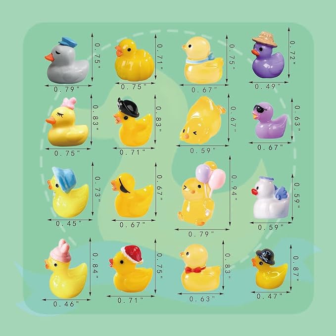 60 Pcs Multicolor Mini Resin Ducks, Tiny Ducks to Hide, Little Ducks Figurines Small Miniature Ducks Figures Bulk for Fairy Garden, Dollhouse Decoration Micro Landscape Ornament