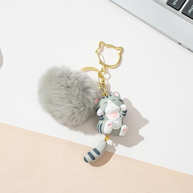Jekvill Cat Keychain bag charms for handbags Cute Keychains for Women Kawaii Cat Backpacks Accessories cat plush keychain