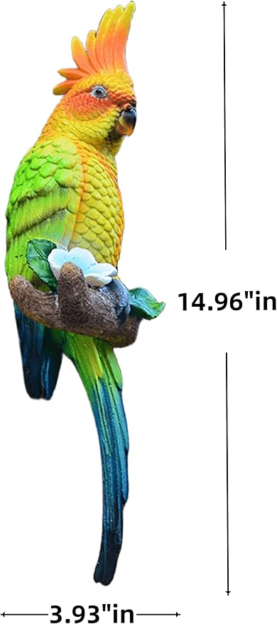 coolboy Hanging Parrot Decor,Tropical Real Resin Bird Figurines,Bird Statues,Parrot Sculpture Home Decor,Perfect for Yard Ornaments,Tree Decorations Outdoor,Patio,Lawn,Tree Trunk, Porch