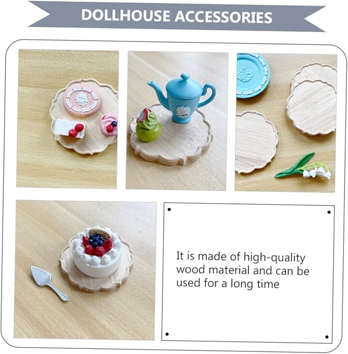 Vaguelly 1Pc Miniature Wooden Tray for Dollhouse Lovely Accessory with Details Craftsmanship for House Decoration Cost Choice