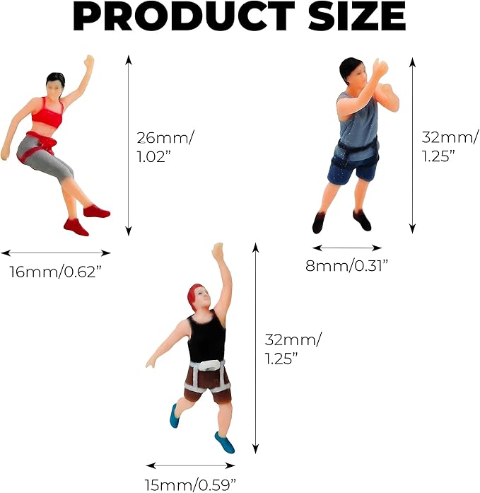 KH866 3Pcs 1:64 Miniature Scene Figurines – Rock Climbing Figures for Dioramas Photography Props Sports Theme Decoration Models for Adults