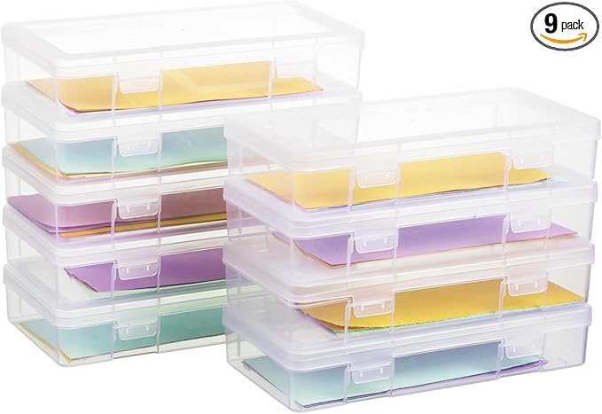 9 Pack Medium Plastic Hobby Art Craft Organizer, Clear Plastic Storage Containers with Latching Lid, for Pencil Box, Lego, Crayon