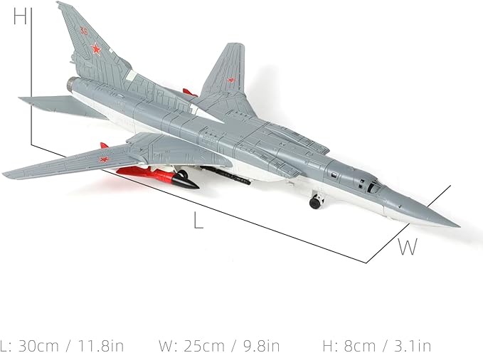 1/144 Tupolev Tu-22M Backfire Heavy Bomber Aircraft Model Russia Bomber Aircraft Model Metal Diecast Plane with Display Stand Collection Gift for Adults