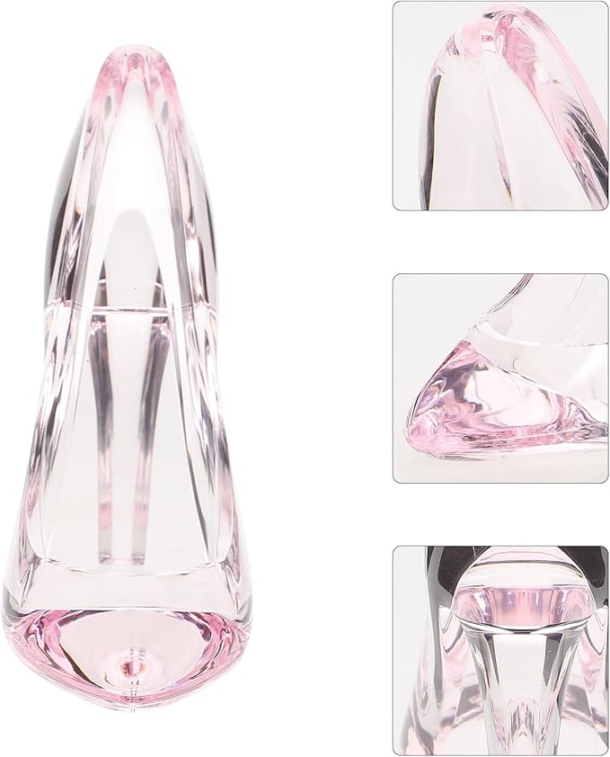 ARTIBETTER 2pcs Mini Pink Crystal Shoe Decor, Glass Shoe Decoration, Acrylic High Heel Shoe Decor, High Heel Shoes Decoration, Mini High Heels for Dolls, High Heel Centerpiece for Table