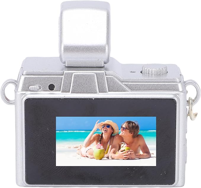 Xiuganpo Mini Digital Camera, 0.96 Inch Small Vlog Camera, 1080P Compact Tiny with Color Display & Keychain Lanyard, Mini Retro for Travel, Study, Brown