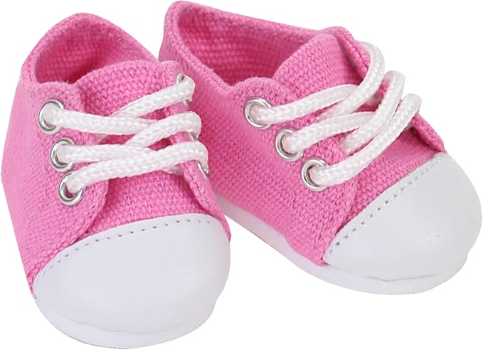 Sophia's Shoes Pack Set Includes Dressy Black Faux Patent Leather Flats and Pink Canvas Sneakers with Laces for 14.5" Dolls