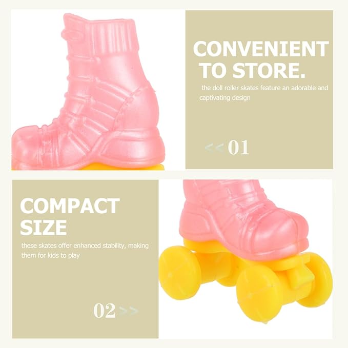 Gatuida Cute Doll Ice Skates 10pcs Mini Roller Skates DIY Decor for Dollhouse Miniature for Boys and Girls