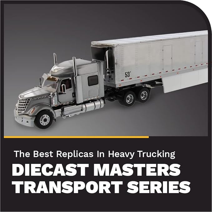 International Lonestar Sleeper Cab Silver with 53' Reefer Refrigerated Chrome Plated Van Trailer Transport Series 1/50 Diecast Model by Diecast Masters 71043