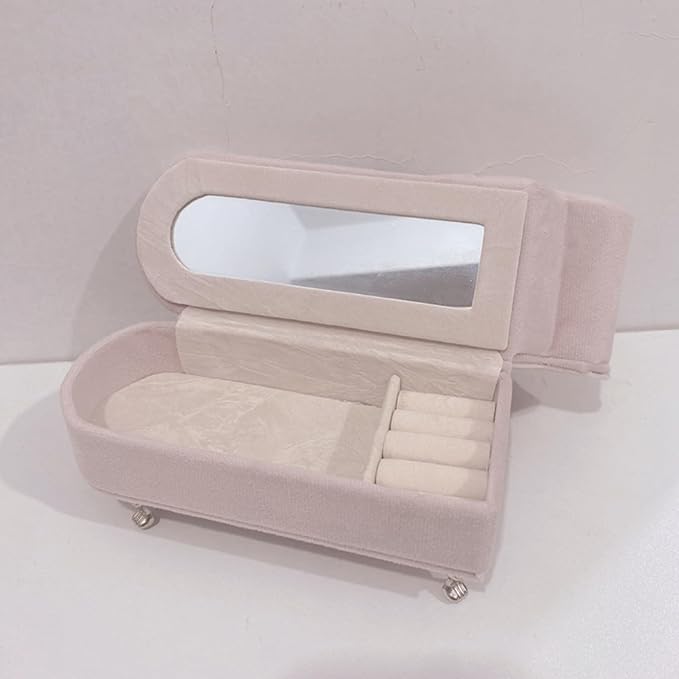 Openable Sofa Jewelry Box Couch Jewelry Box,Miniature Sofa Velvet Chair Earrings Necklace Bracelet Storage Box, Gift for Girls and Women Jewelry Box(Pink,Style 2)