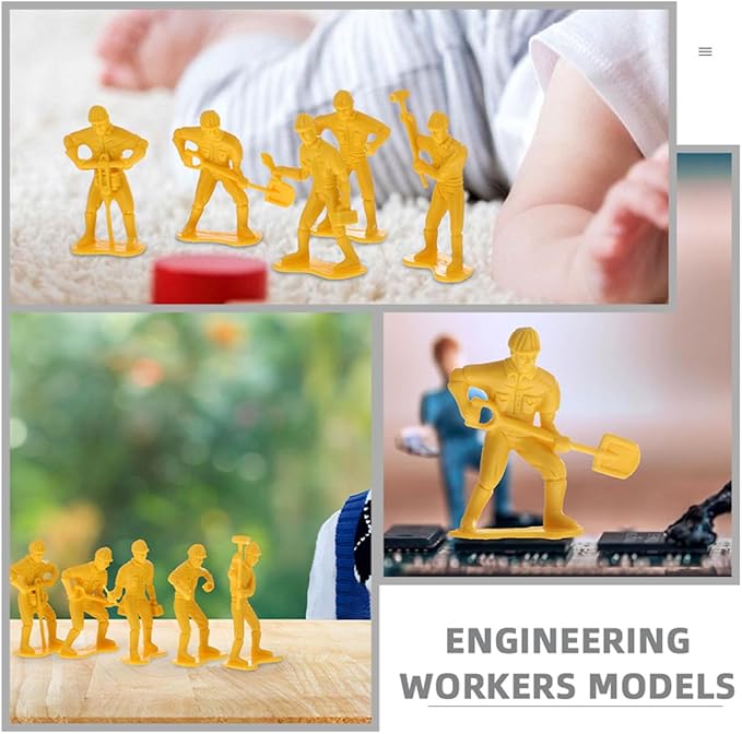 VOSAREA 54Pcs Miniature People Engineering Worker Models Set Plastic Figures for Projects Safe and Realistic Miniature Models for Creative Play and Cognitive Development