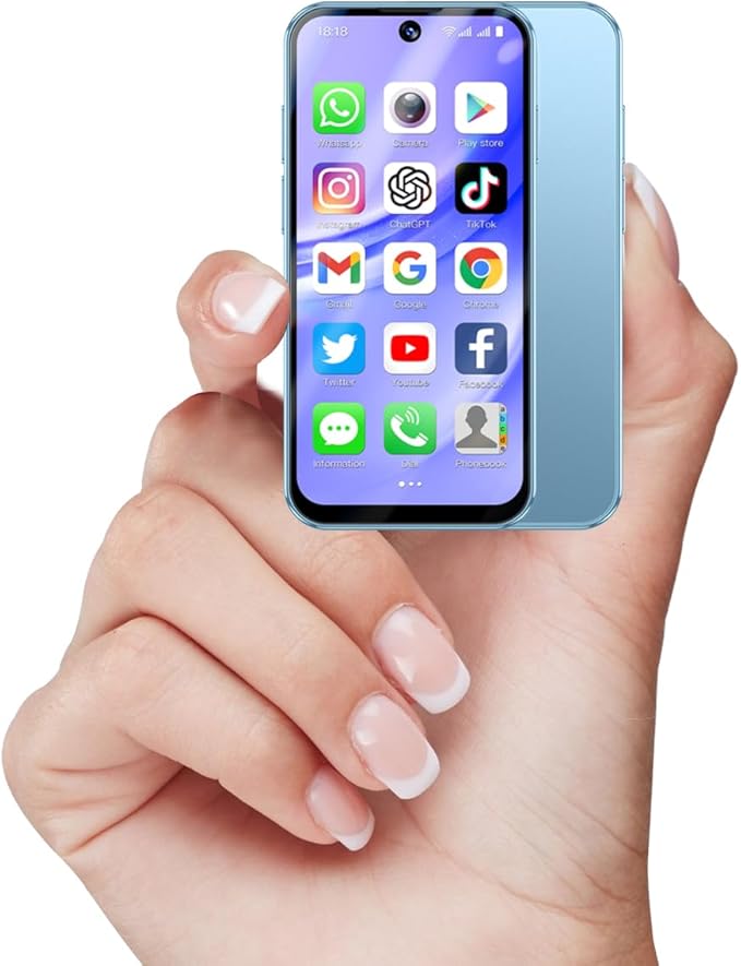 LMZYESHY 4G Unlocked Mini Smartphone, Suitable for Kids and Students, 3.88-Inch HD Touch Screen Mini Phone, 4GB+64GB Storage, Dual SIM Card & Facial Recognition, Lightweight Backup Phone (Blue)