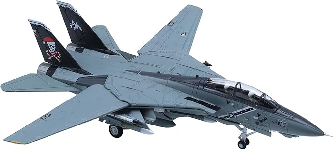 F-14 Tomcat Die-cast Airplanes-1/100 Scale Jolly Rogers Christmas Tail Metal Aircraft Model for Collector, Aviation Enthusiast-Premium Collectiable with Display Stand