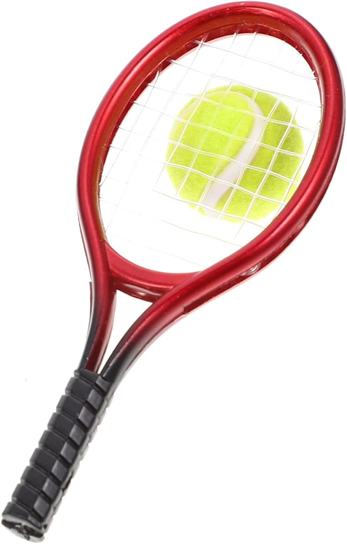CIYODO 1set Miniature Tennis Racket and for Dollhouse Decor Realistic Mini Tennis Supply for Boys and Girls Creative Play for Miniature Sports Enthusiasts