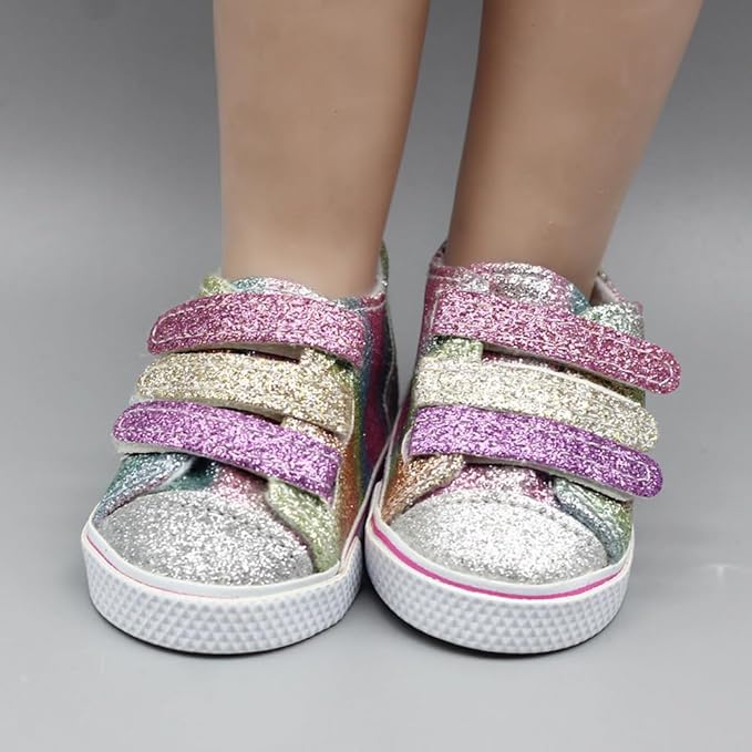 10 Pairs of 18-Inch Doll Shoes, BOSOIRSOU 2.75in Boots, Dance Shoes, Sandals, Casual Shoes, Canvas Shoes for 18" Doll Accessories