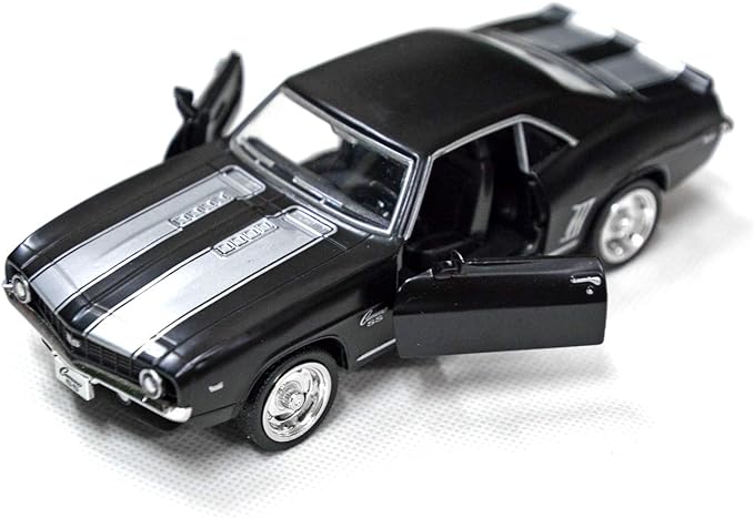 Tianmei 1:32 Scale Supercar Styling Alloy Die-Cast Car Model Collection Decoration Ornaments, Kids Play Vehicle Toys with Pull Back Action and Open Doors (Camaro 1969 - Black)