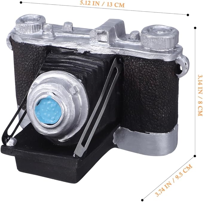 IMIKEYA Vintage Camera Ornament for Home Decor, Black Resin Decorative Prop, Antique Style Miniature Camera Craft for Photography Enthusiasts(5.11X3.74 Inch)