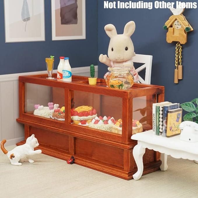 Odoria 1/12 Miniature Bakery Display Case Dollhouse Furniture Accessories, Brown