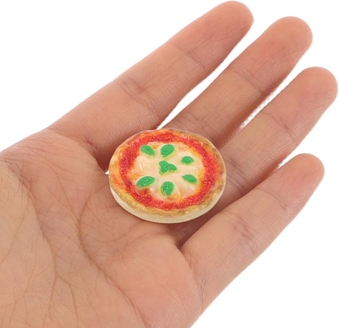 LIOOBO 60pcs Miniature Dollhouse Pizza Model - Realistic Resin Food Pretend Play Mini Pizza Figurines Tiny Fake Food Decor for Party and Festival Display