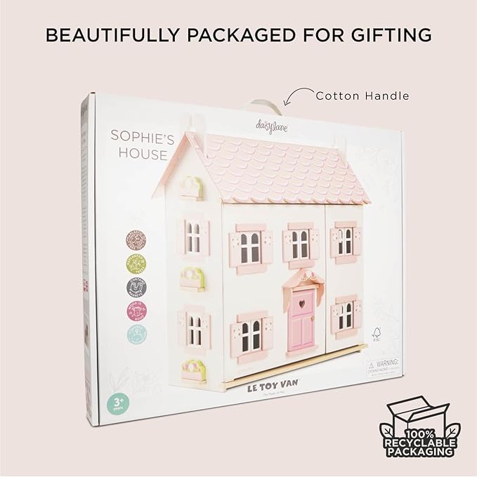 Le Toy Van - Iconic Sophie's Large Wooden Doll House | Dream House Wooden Dolls House Play Set | Great As A Gift | Suitable for Ages 3+
