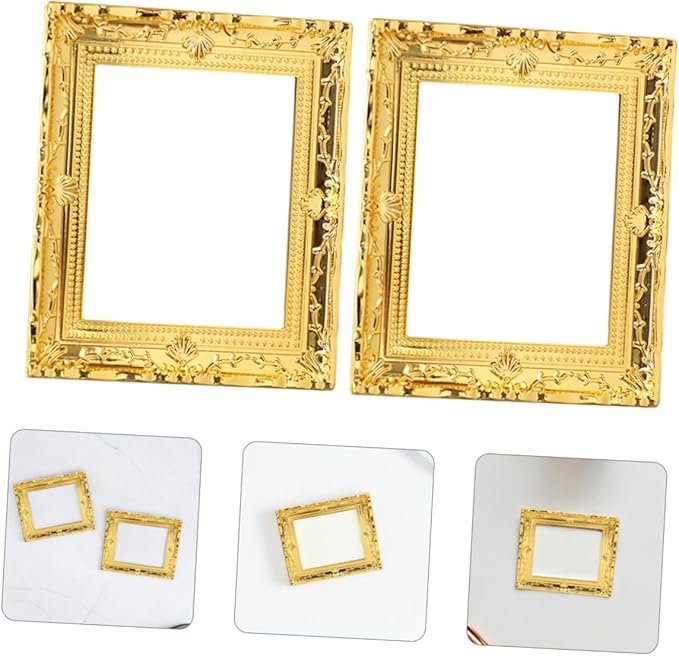 Generic 2pcs Dollhouse Gold Decorative Mini House Layout Props Plastic Craft Adornments for DIY Miniature Furniture Scenes