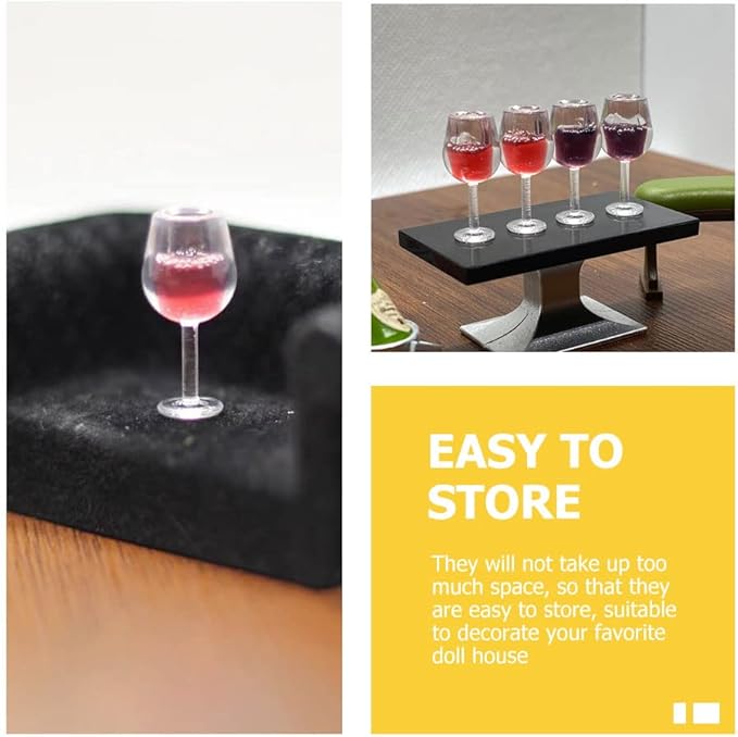 LUOZZY 40 Pcs Miniature Wine Goblets Dollhouse Accessories Red and Burgundy Glass Cups Tiny Kitchen Decor Micro Landscape Props for DIY Crafts
