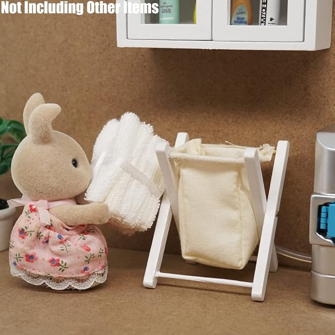 Odoria 1/12 Miniature Bathroom Towels Dollhouse Decoration Accessories, White